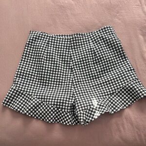 Classic Black and White Checkered ruffled Women's Shorts -Zara